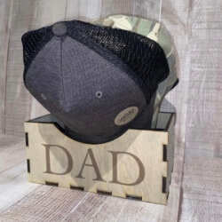 Dad Hat Box (shown with hats) handcrafted by Triple R Designs