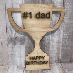 Happy Birthday or Father's Day #1 Dad Trophy handcrafted by Triple R Designs