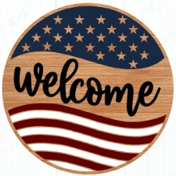 Welcome Curved Flag Sign