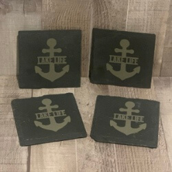 Lake Life Anchor Slate Coaster handcrafted by Triple R Designs