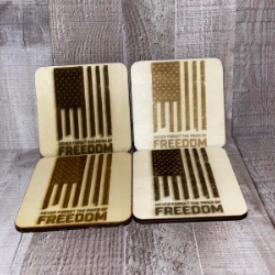 Never Forget the Cost of Freedom Coasters handcrafted by Triple R Designs