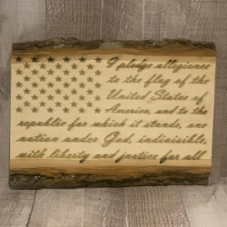 Pledge of Allegiance Wood Sign with Live Edge handcrafted by Triple R Designs