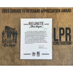 Unique Business Gift from Reunite the Fight to LPR Construction handcrafted by Triple R Designs